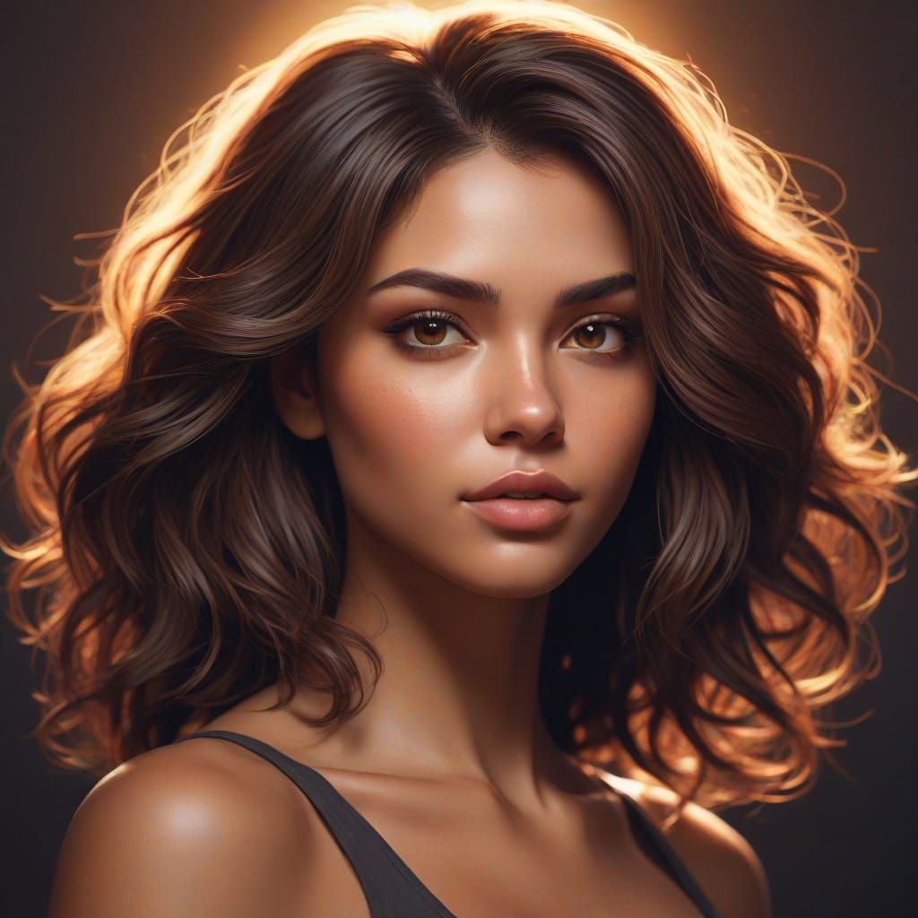 Concept Art Portrait of a Brunette with Tousled Hair