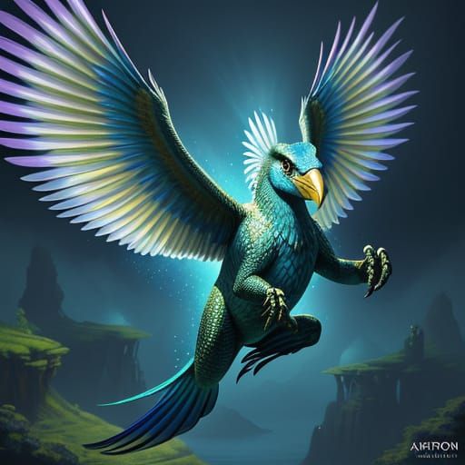 Fantasy Creature: Keron Jumping with Wings
