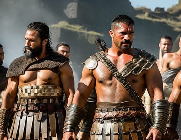 Gladiator Warriors Spartacus and Crixus in Ancient Rome