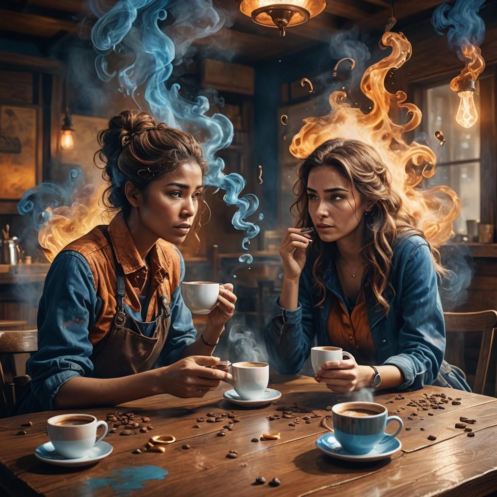Fantastical Concept Art: Fearful Coffee Conversation