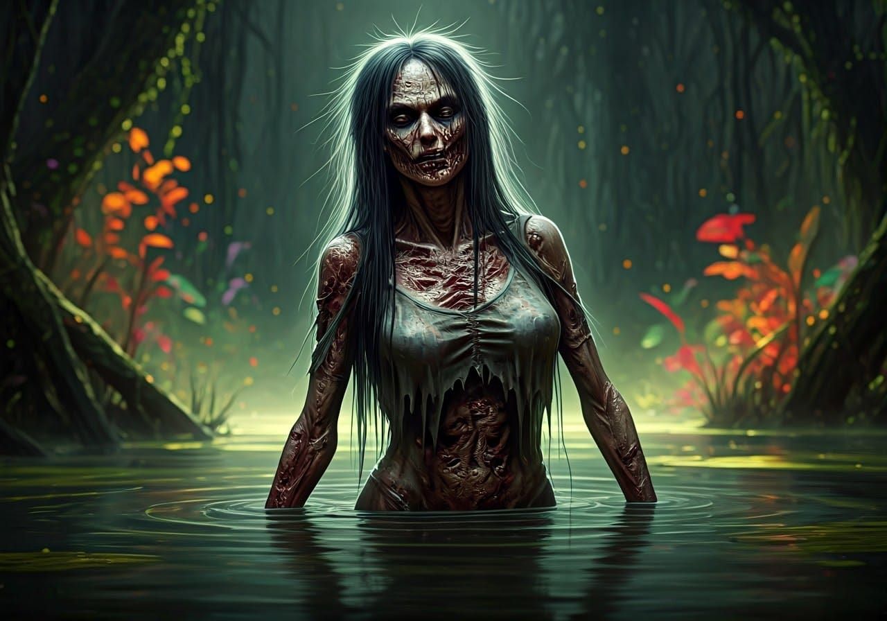 Post-Apocalyptic Swamp Witch in Ghoul Horror Style