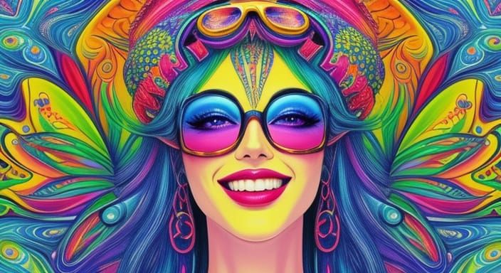 Vibrant Summer Dreamscape in Psychedelic Art