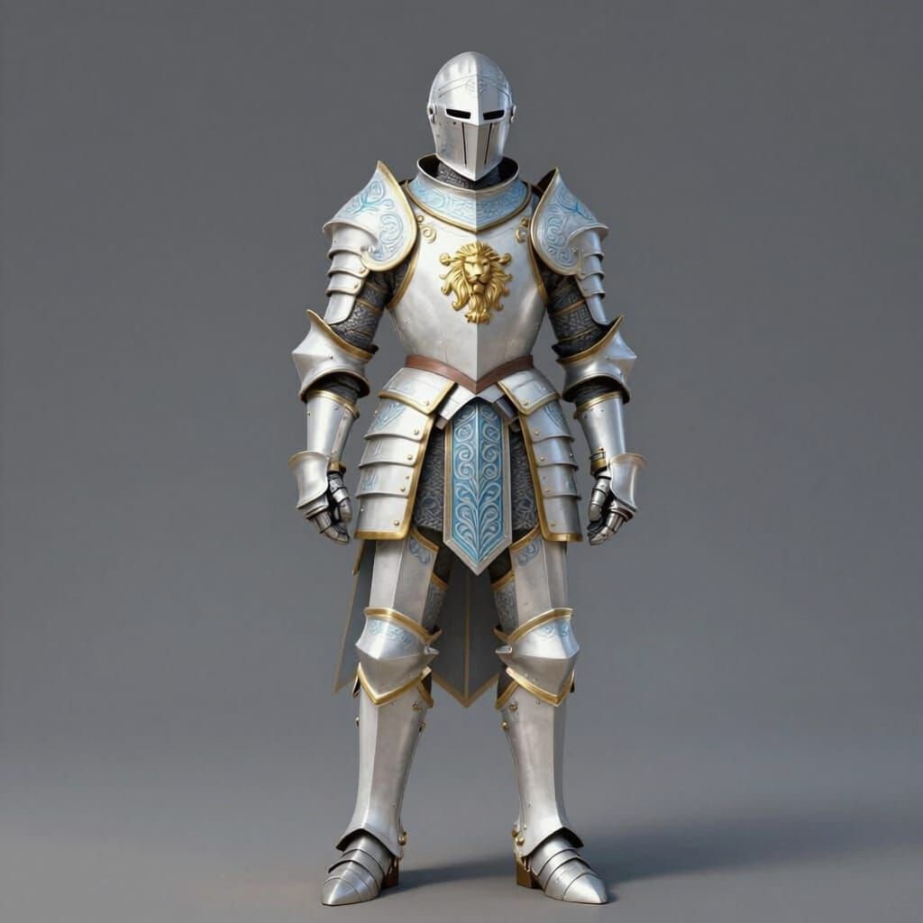 Kingly White Armor With Lion Insignia