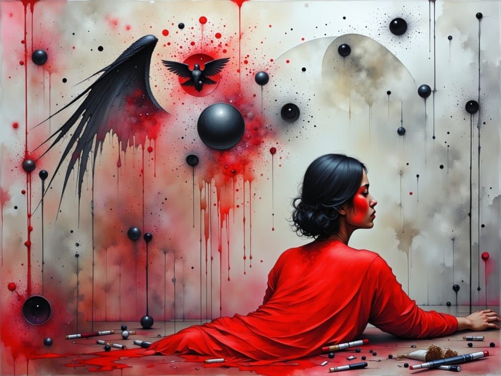 Surreal Demonic Archangel Emerges from the Shadows