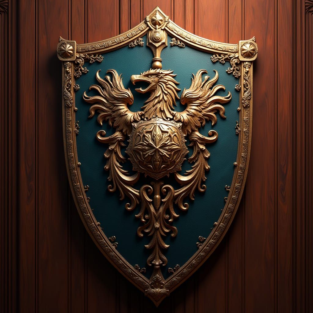 Elegant Fantasy Shield with Intricate Errona Family Crest