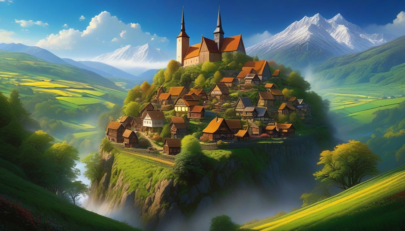 Cosmic Village Portrait in Detailed Digital Art