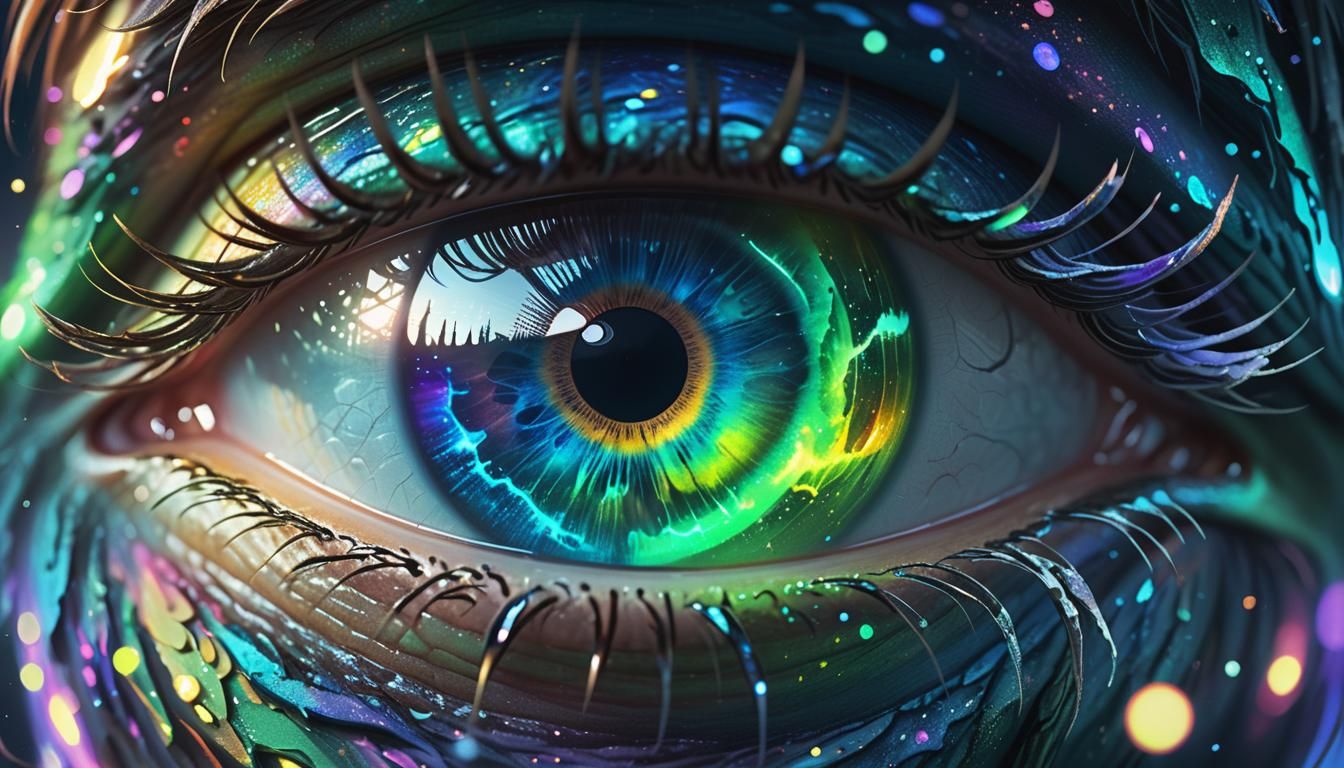 Human Eye Moon in Sky, Detailed Digital Art