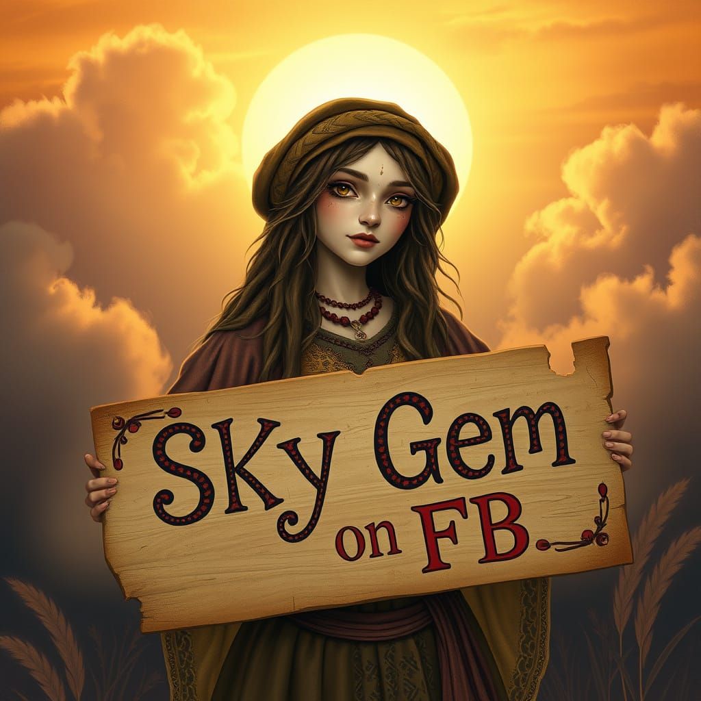 Whimsical Gypsy Woman in Sunset Glow