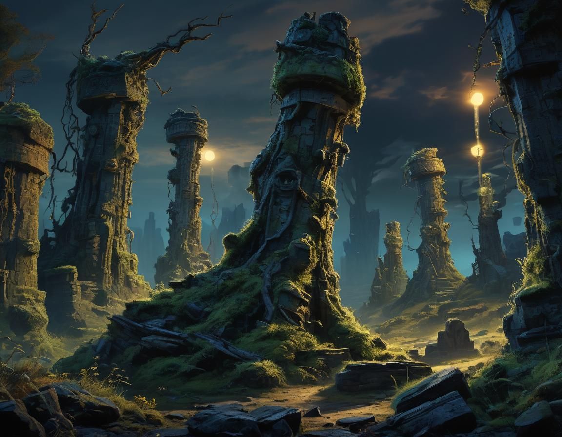 Desolate Planet: Twisted Creatures in Impressionist Oil Pain...