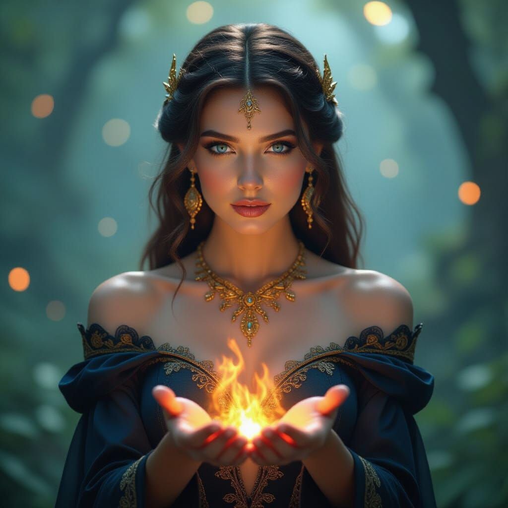 Fantasy Goddess with Magical Energy in Cinematic Style