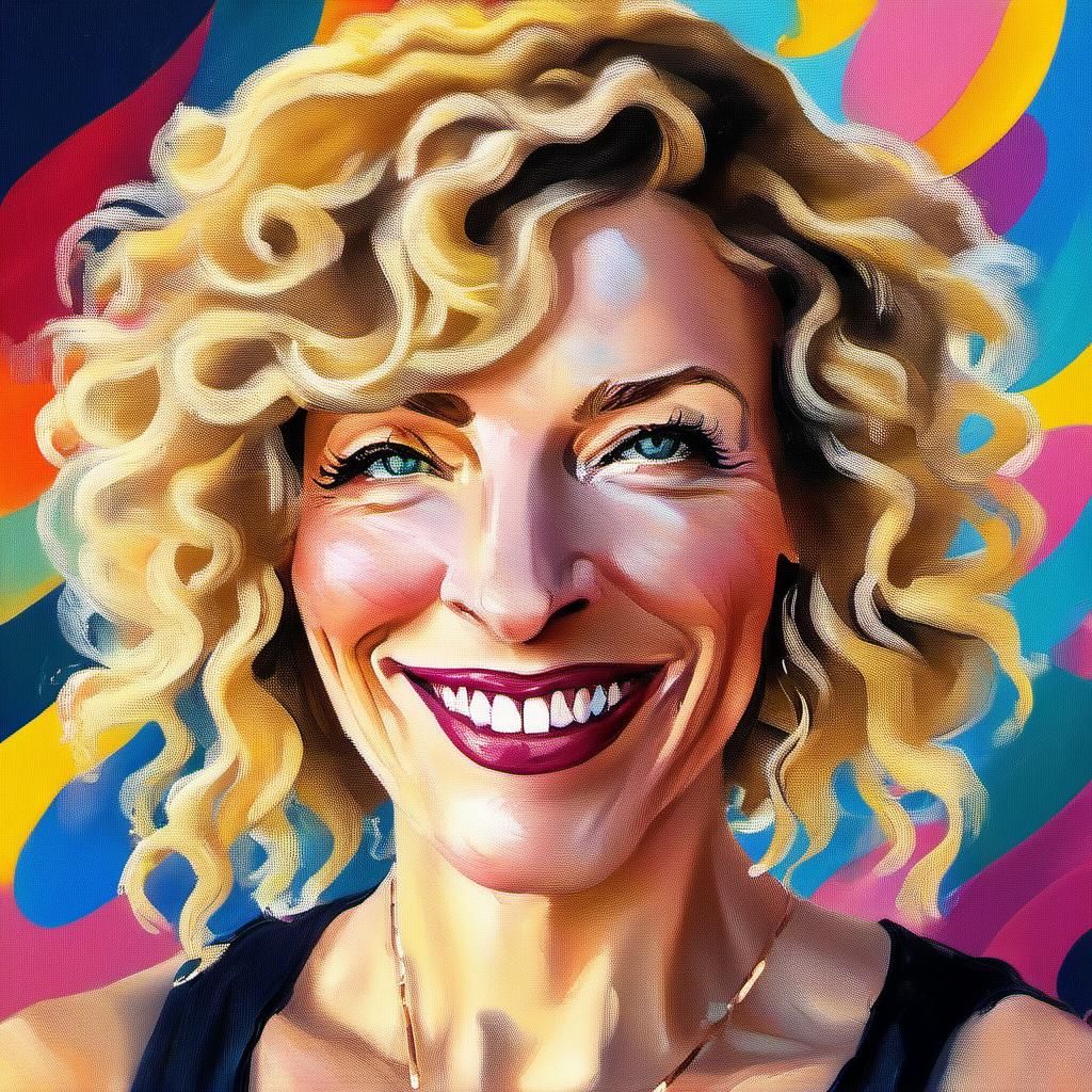 Smiling Blonde Girl: Vibrant Impressionist Oil Painting