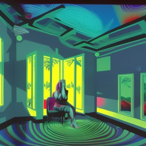 Psychedelic Optical Illusion in Liminal Style