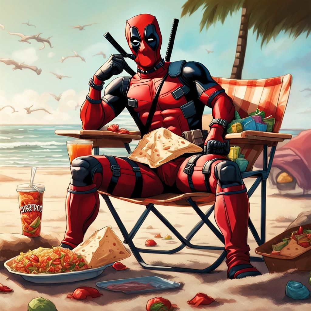Deadpool's Beach Break: Burritos and Hyperrealism