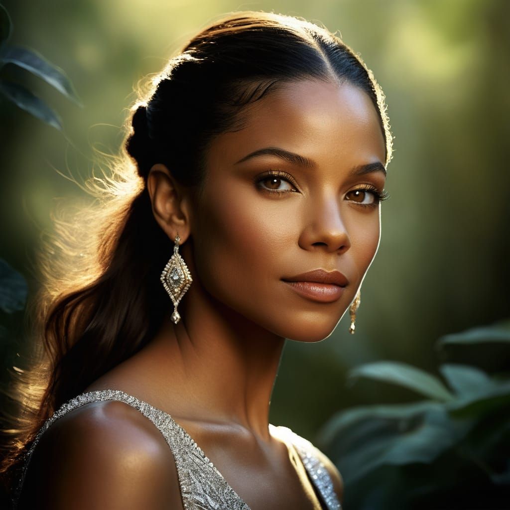 Radiant Woman's Portrait with Soulful Eyes