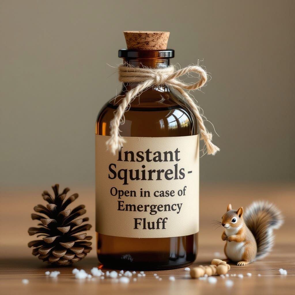 Whimsical Instant Squirrel Potion in a Mysterious Vial