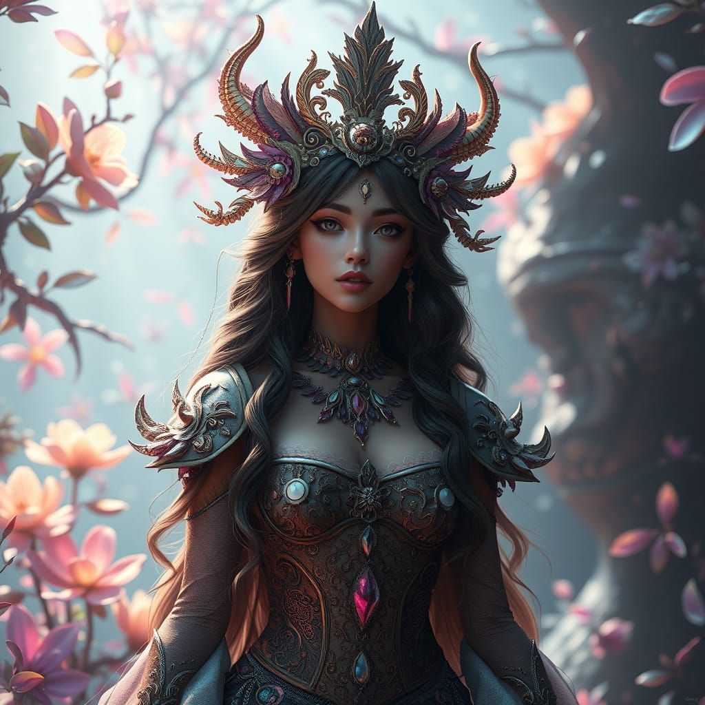 Surreal Goddess in Vibrant Mythical Realm