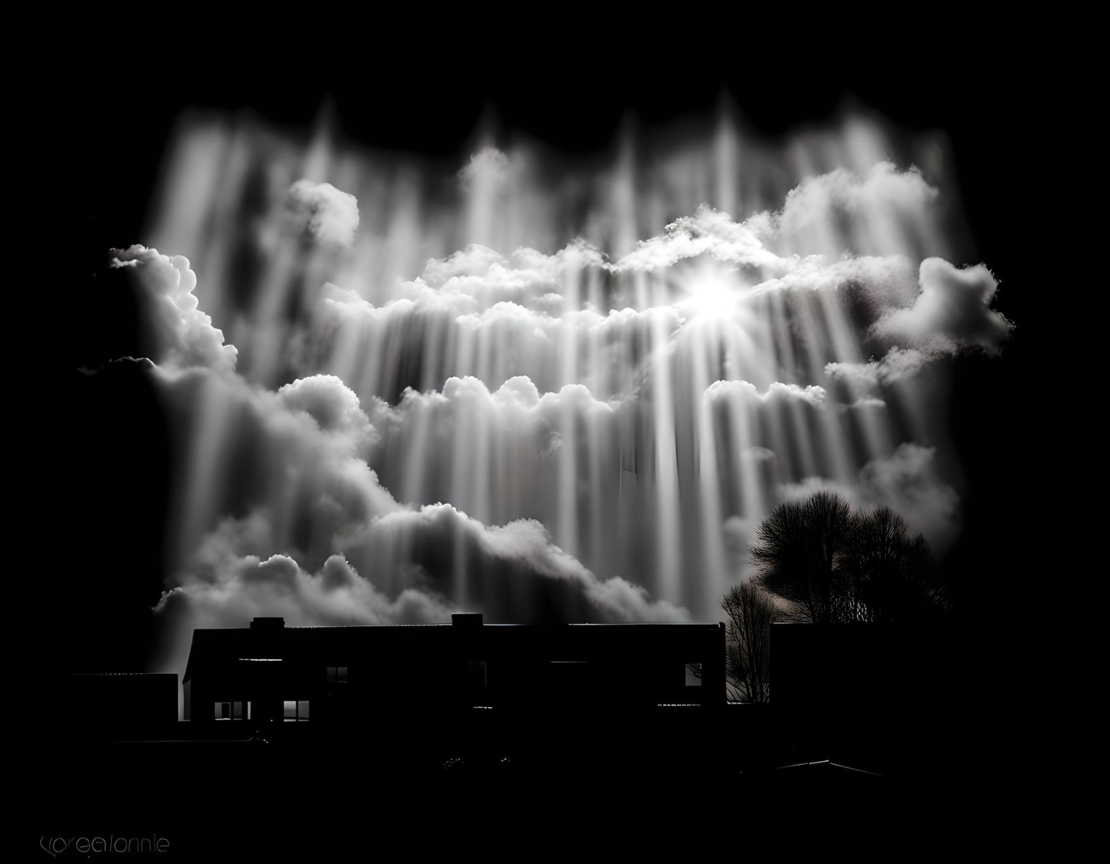 Heavenly Sunshine Beams Through Divine Clouds