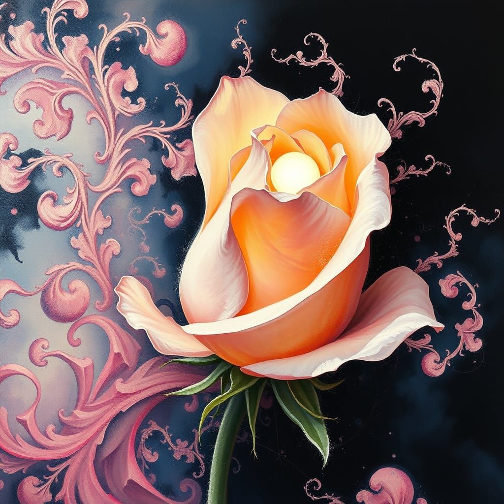 Ethereal Fractal Rose Blooms in Surreal Splendor