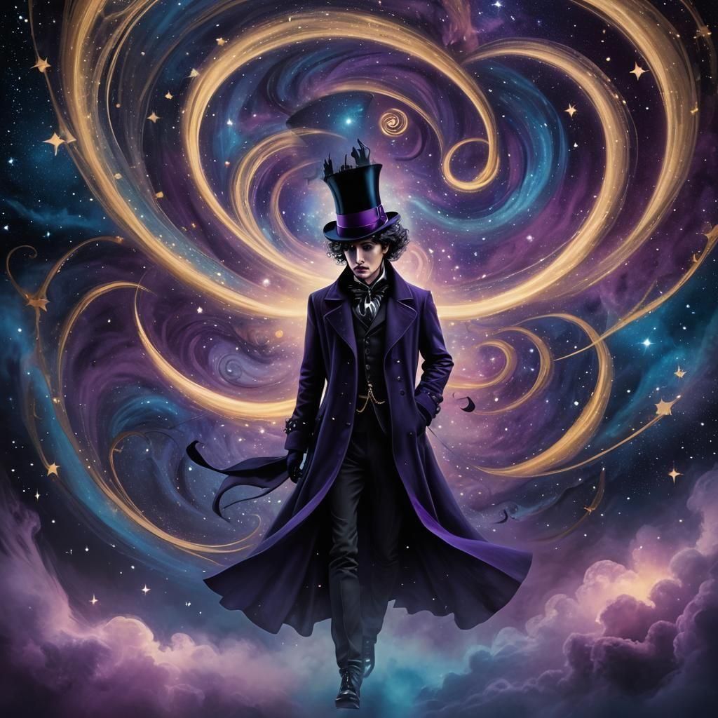 Starry Night in Tim Burton Style