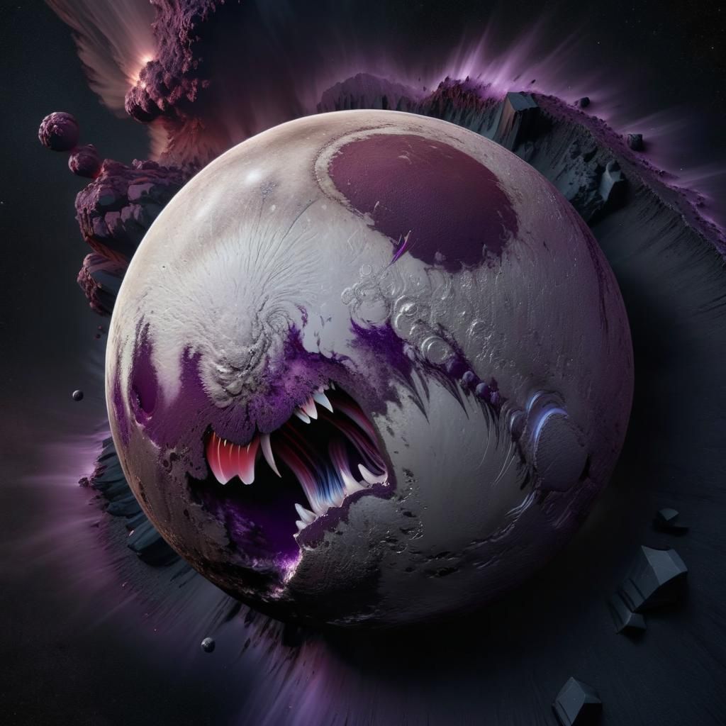 Angry Pluto Ice Volcano Eruption: Hyperrealistic Digital Art