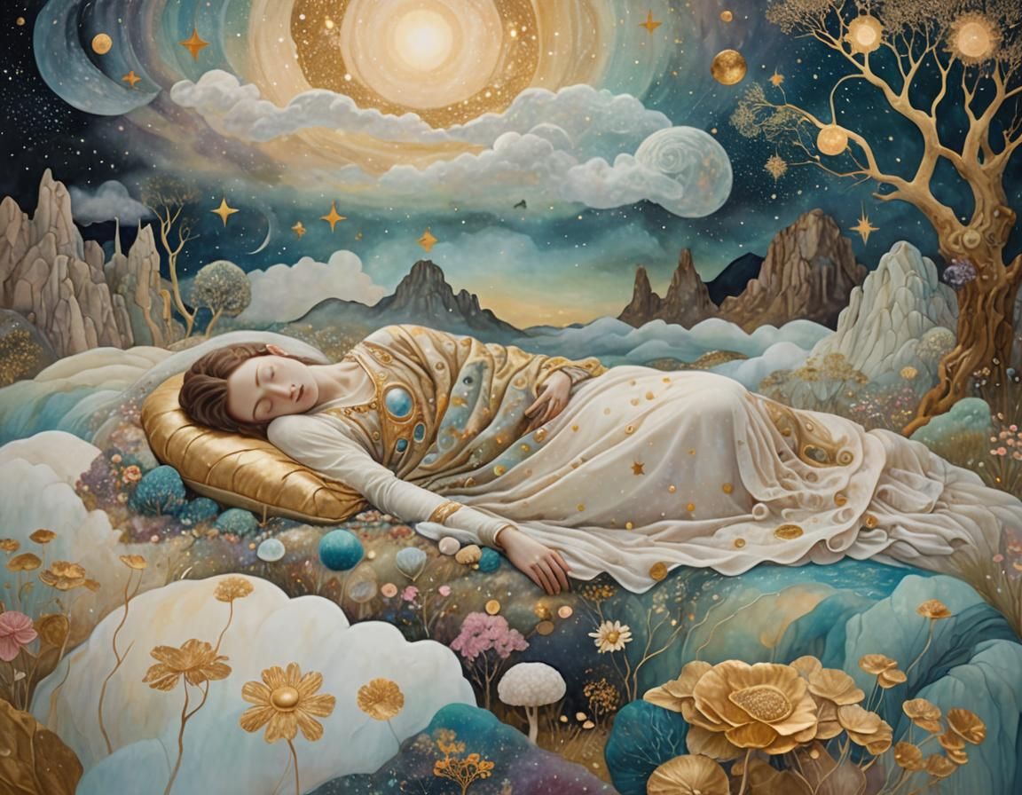 Dreamscape Collage in Symbolist Fantasy Art Style