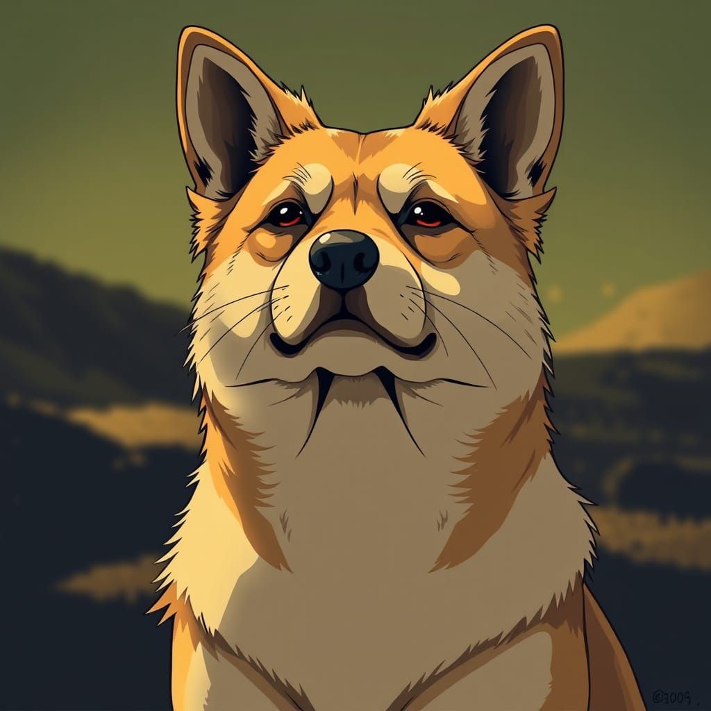 Doge as Mona Lisa in Manga Anime Style