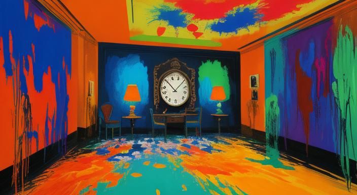 Intense Surrealist Portrait with Pills and Clocks