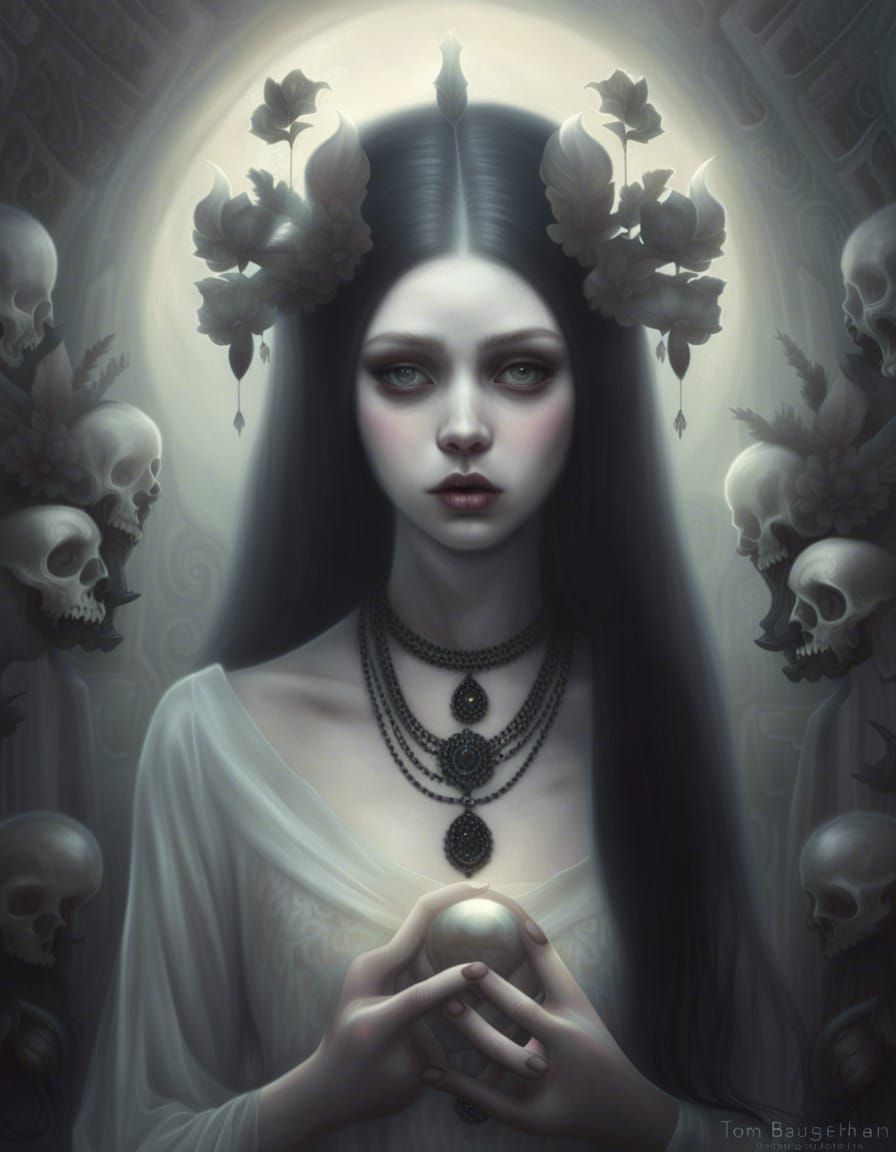 Immortal Teen Goddess of the Dead: Surreal Digital Art