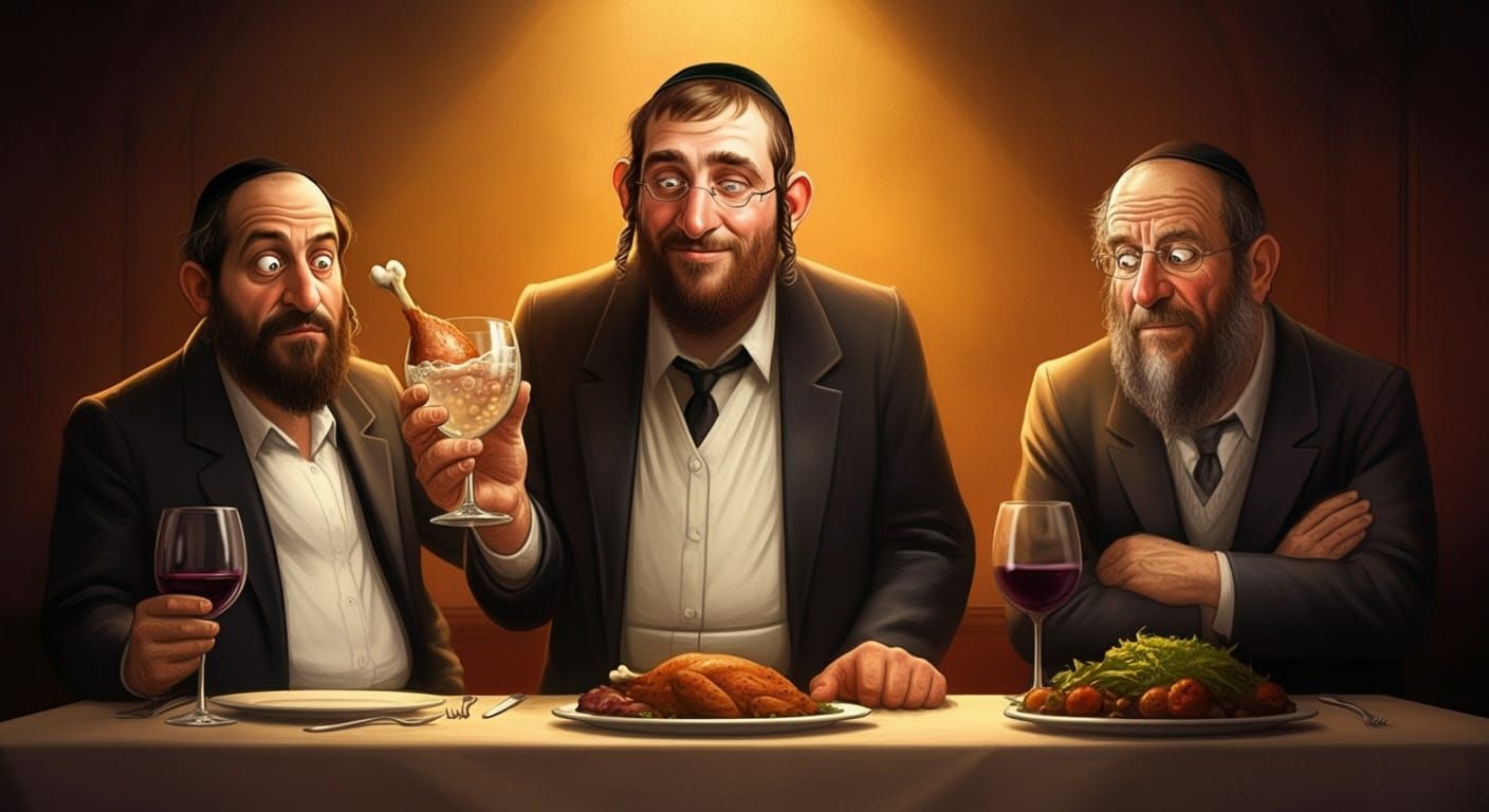 Humorous Dining Scene with Three Men: Digital Comic