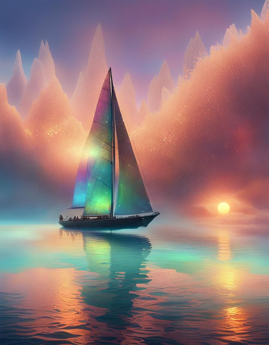 Sailboat Glides Across Crystalline Sea: Cinematic Concept Ar...