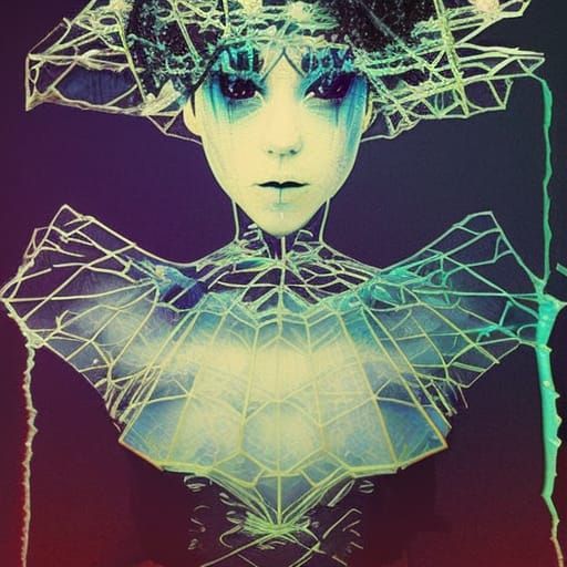 Icy Web With Crying Eye: Dark Academia Art