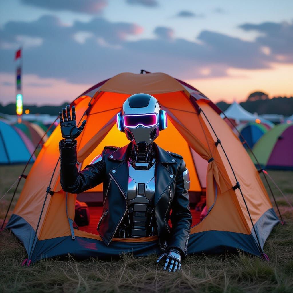 Robot at Glastonbury Festival in Syd Mead Style