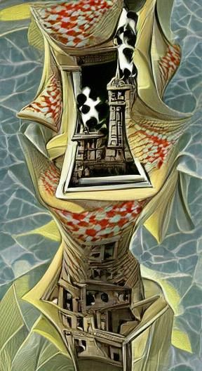 The Tower Tarot Card in Escher Style