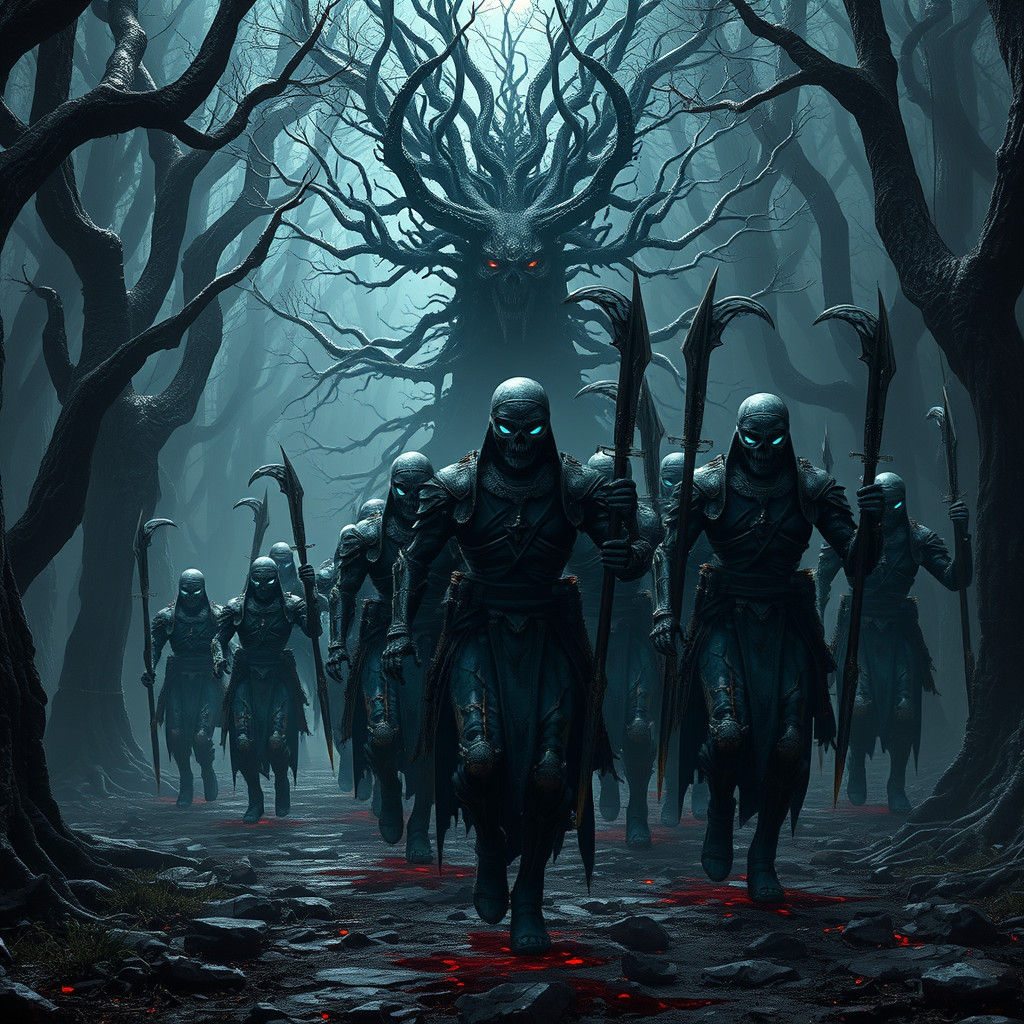 Undead Queen Leading Legion Through Twilight Forest