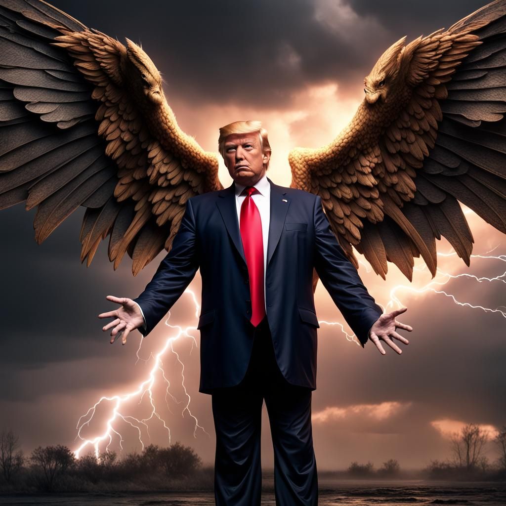 Muscular Angel in Stormy Fantasy Concept Art