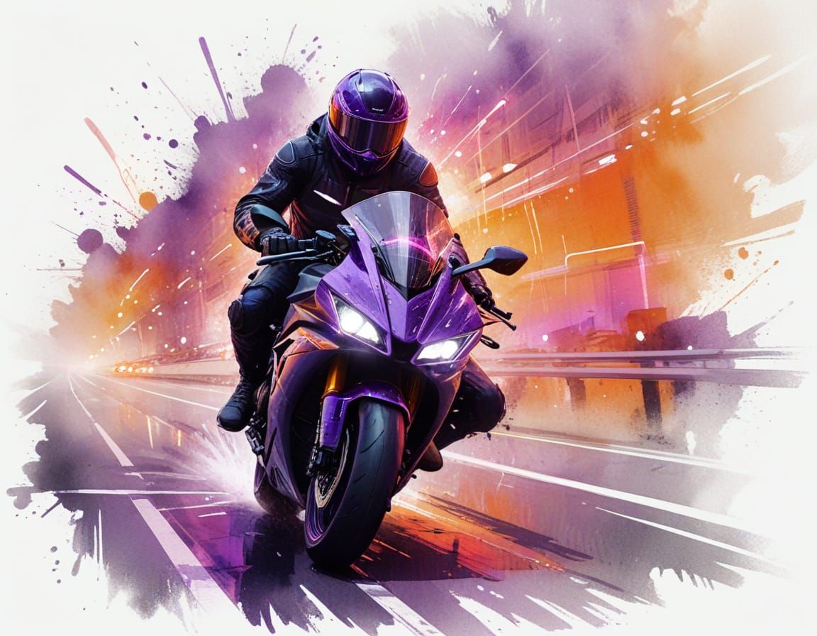 Neon Racer on Urban Freeway in Cyberpunk Style