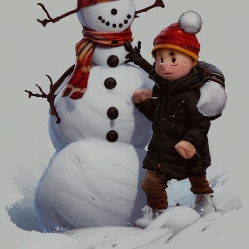 Calvin and Hobbes Snowmen in Bill Watterson Style