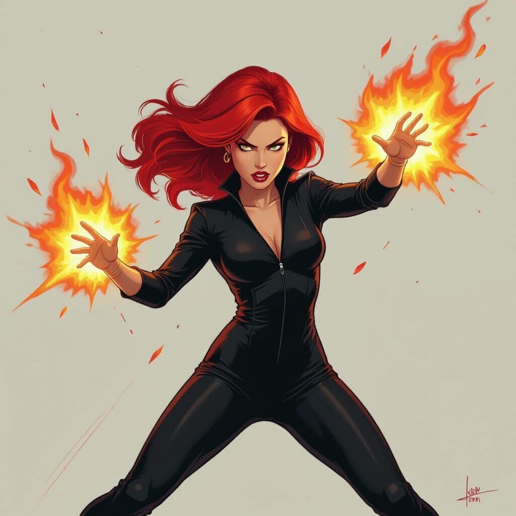 Fiery Heroine Battles Villains in Cinematic Style