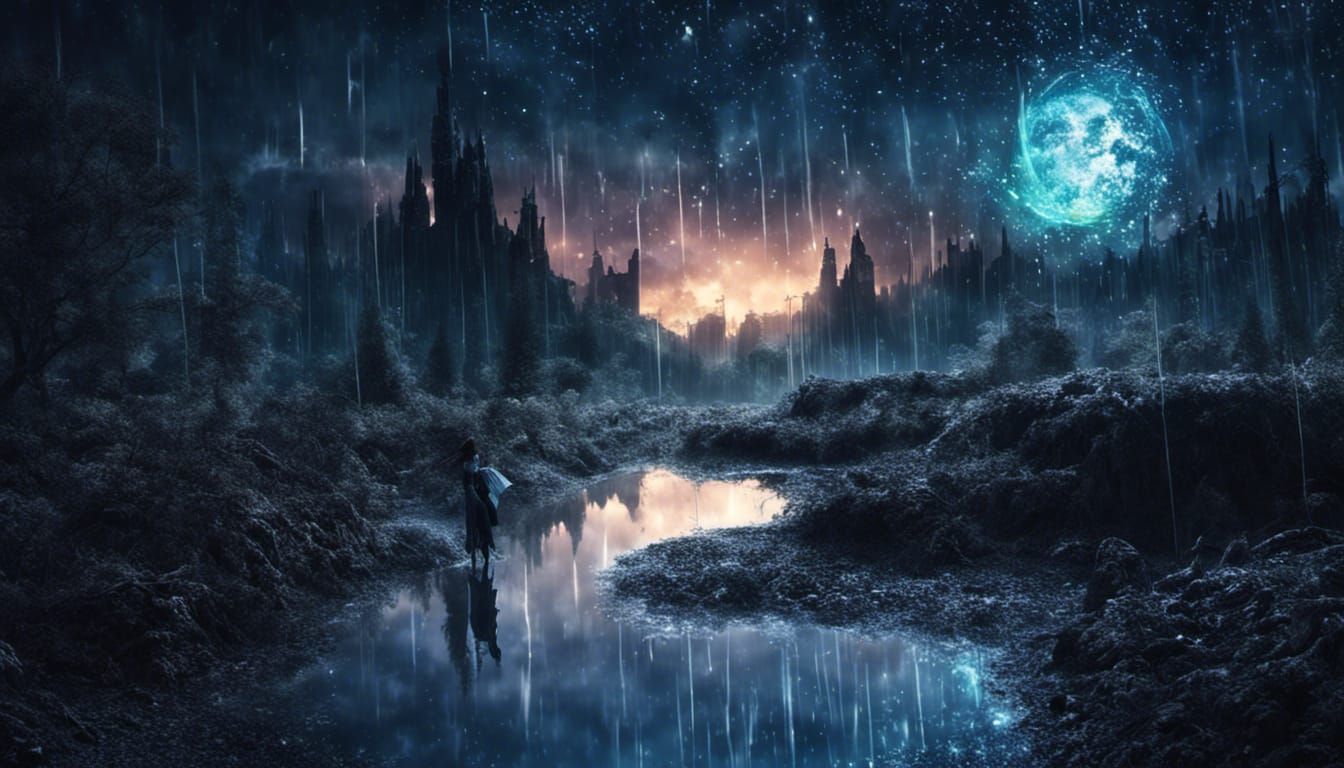 Sparkly Fantasy World at Midnight: A Cinematic Creation