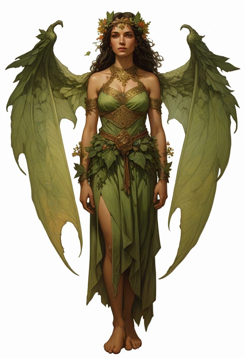 Ethereal Leaf Maiden in Golden Hour