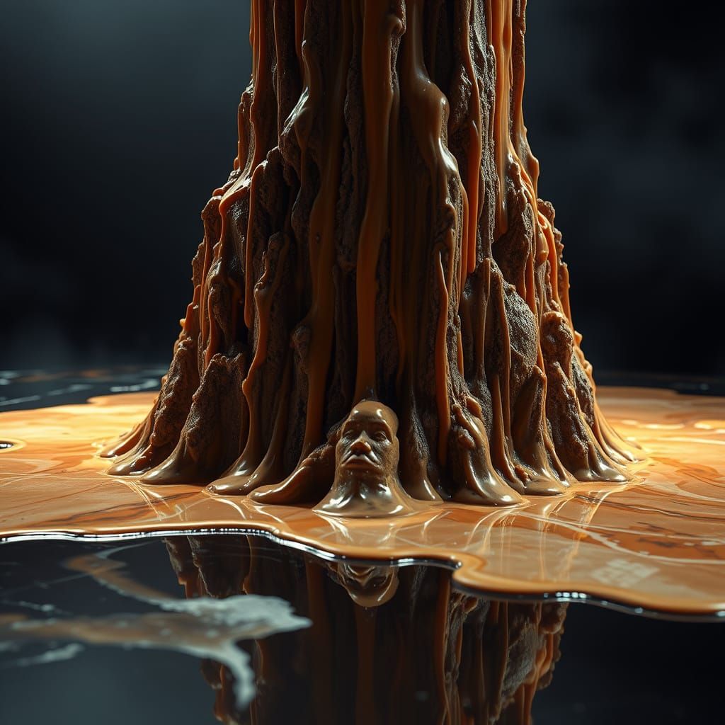 Monumental Dripping Wax Structure in Hyperrealism