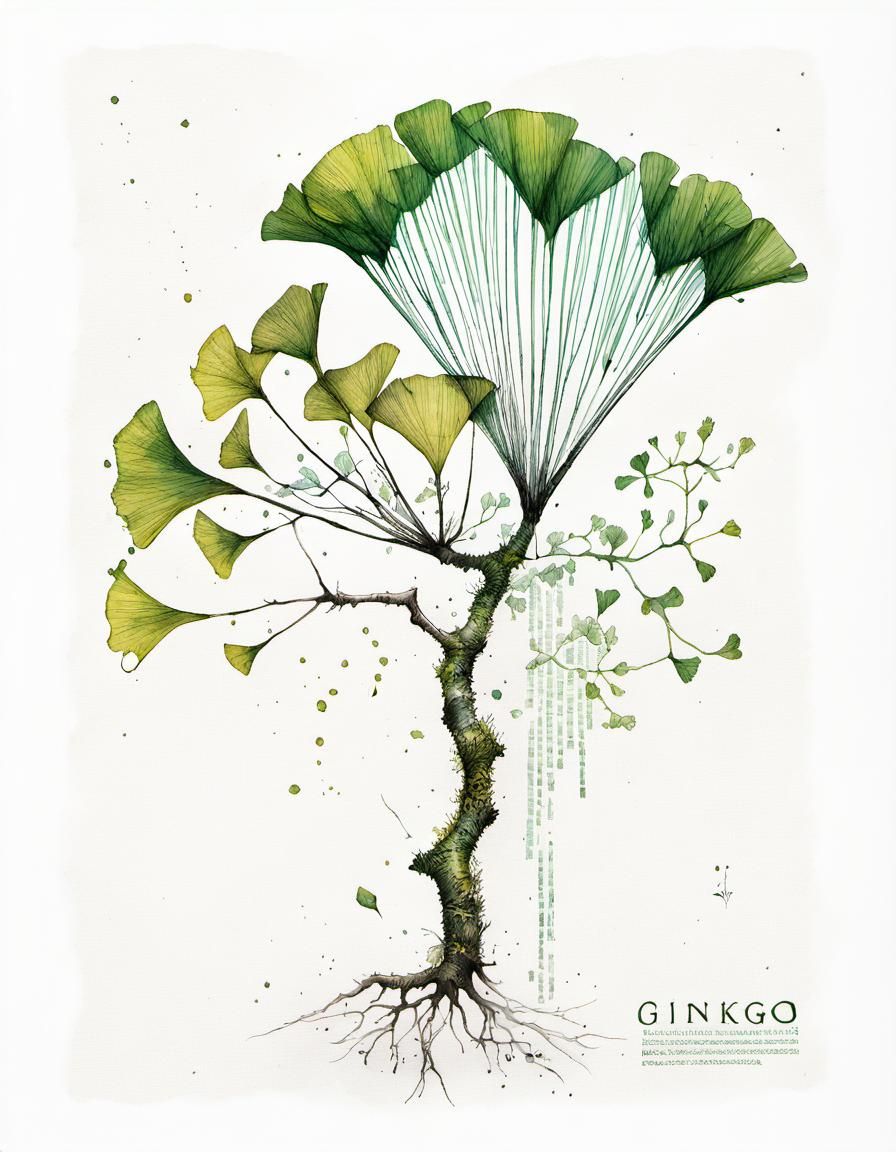 Ginkgo's botanical illustration
