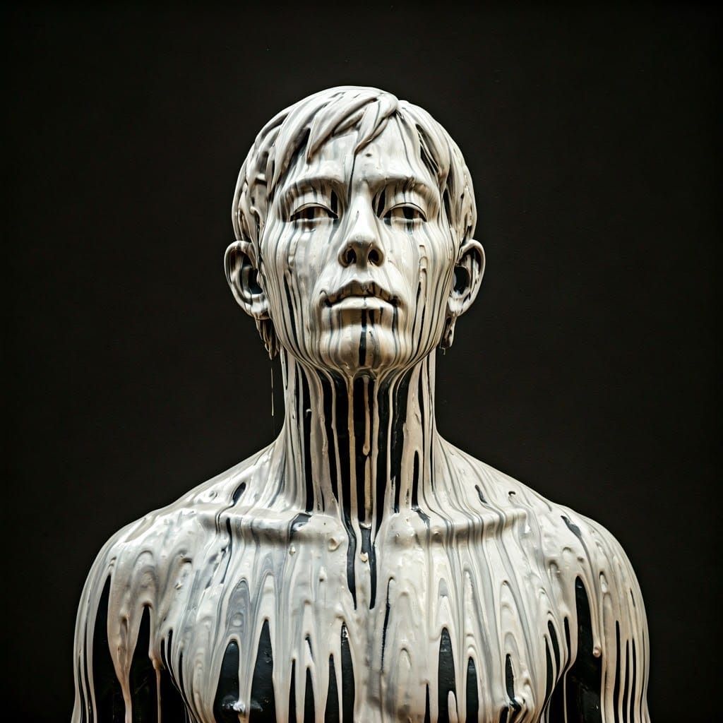 Surreal Figure Drenched in Thick Impasto Paint