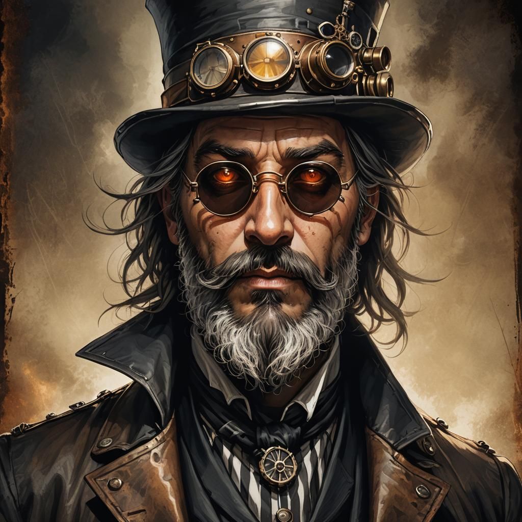 Steampunk Man with Goggles and Black Eye Patch