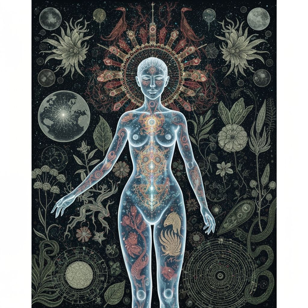 Ethereal Mindscape: Earth, Moon, and Mythical Light Codes