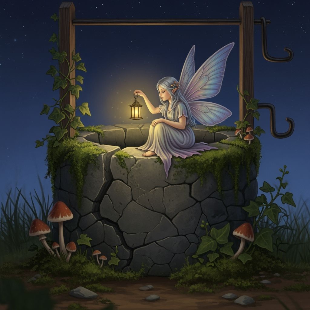 Delicate Fairy with Lantern Oil Painting Illustration