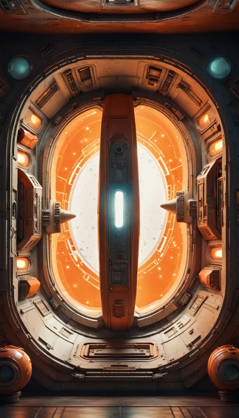 Retro-Futuristic Spaceship Interior in Seventies Style