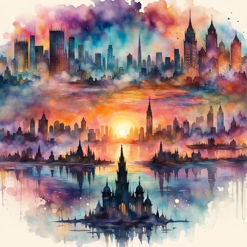 Silhouette  City skyline