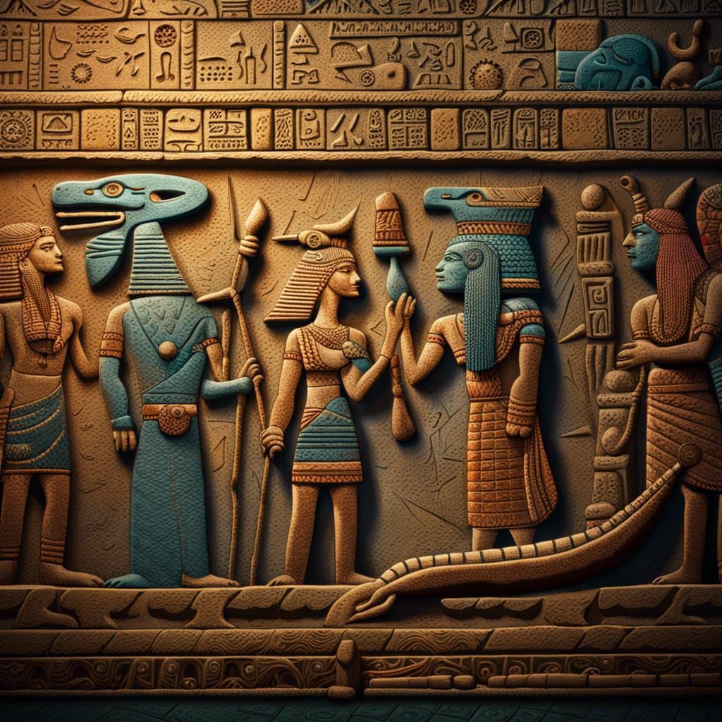 Hieroglyph of Servants and Crocodile God