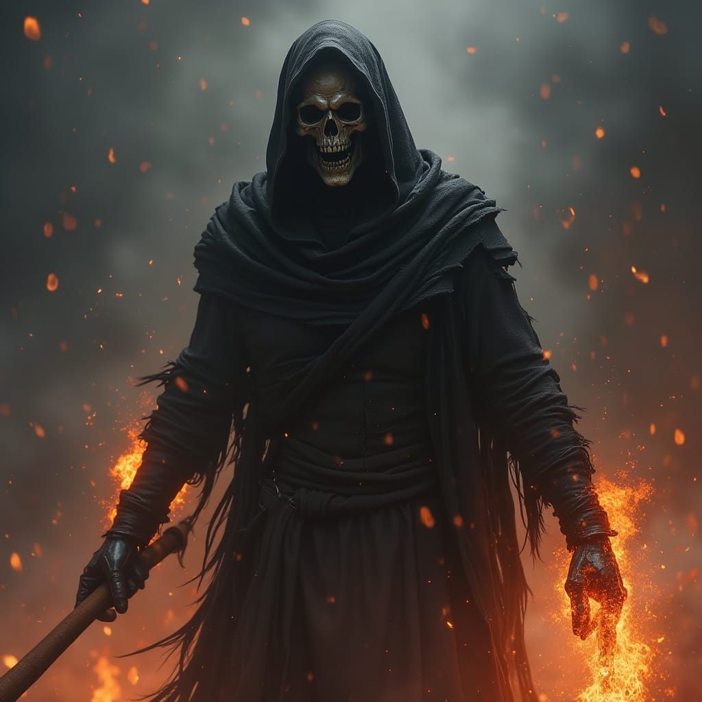 Grim Reaper Engulfed in Flames